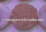 CAG8411 7.5 inches 35mm coin champagne plated druzy agate beads