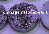 CAG8412 7.5 inches 35mm coin silver plated druzy agate beads