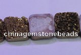 CAG8425 7.5 inches 20*20mm square gold plated druzy agate beads