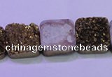 CAG8425 7.5 inches 20*20mm square gold plated druzy agate beads