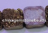 CAG8428 7.5 inches 28*28mm square gold plated druzy agate beads