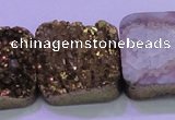 CAG8429 7.5 inches 30*30mm square gold plated druzy agate beads