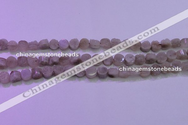 CAG8430 15.5 inches 10mm coin grey druzy agate gemstone beads