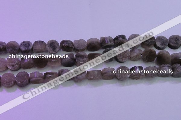 CAG8432 15.5 inches 14mm coin grey druzy agate gemstone beads