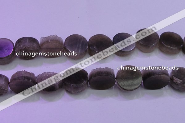 CAG8438 15.5 inches 28mm coin grey druzy agate gemstone beads