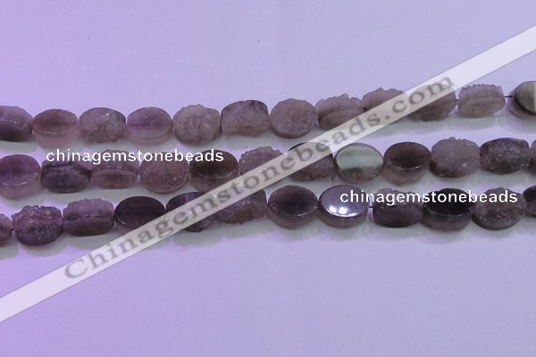 CAG8442 15.5 inches 12*16mm oval grey druzy agate gemstone beads