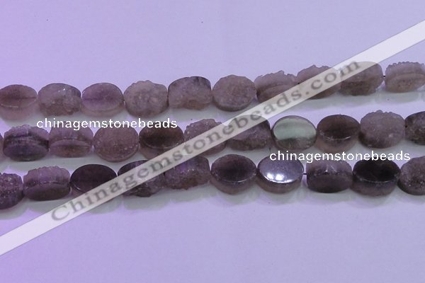 CAG8444 15.5 inches 15*20mm oval grey druzy agate gemstone beads