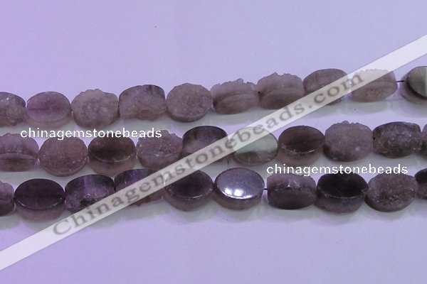 CAG8445 15.5 inches 18*25mm oval grey druzy agate gemstone beads