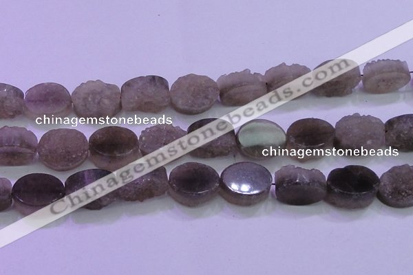 CAG8446 15.5 inches 20*30mm oval grey druzy agate gemstone beads