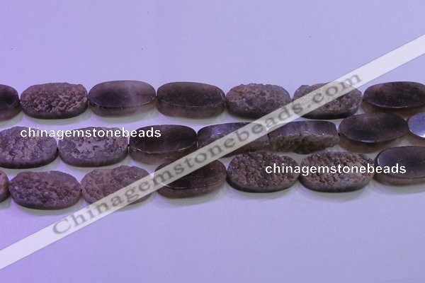 CAG8447 15.5 inches 15*30mm oval grey druzy agate gemstone beads