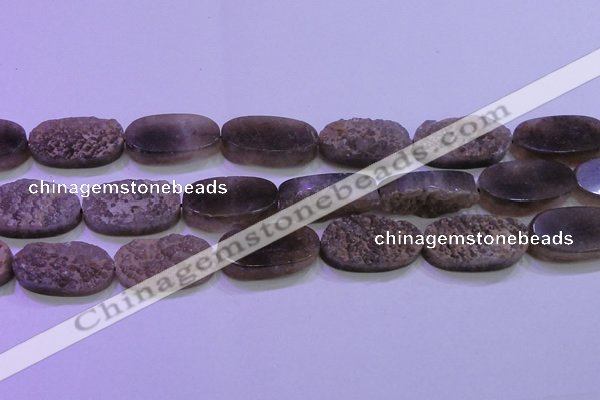 CAG8447 15.5 inches 15*30mm oval grey druzy agate gemstone beads