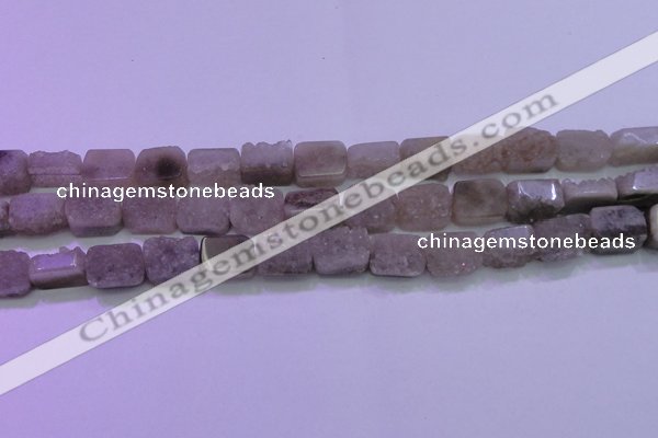 CAG8451 15.5 inches 10*14mm rectangle grey druzy agate gemstone beads