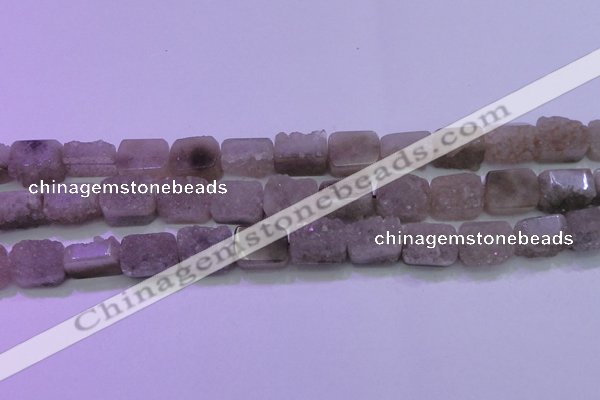 CAG8452 15.5 inches 12*16mm rectangle grey druzy agate gemstone beads