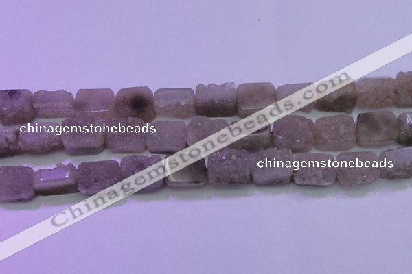 CAG8453 15.5 inches 13*18mm rectangle grey druzy agate gemstone beads