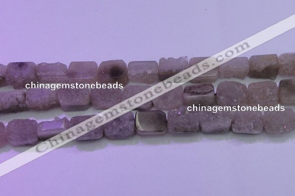 CAG8454 15.5 inches 15*20mm rectangle grey druzy agate gemstone beads