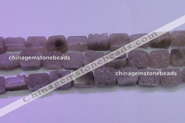 CAG8455 15.5 inches 18*25mm rectangle grey druzy agate gemstone beads