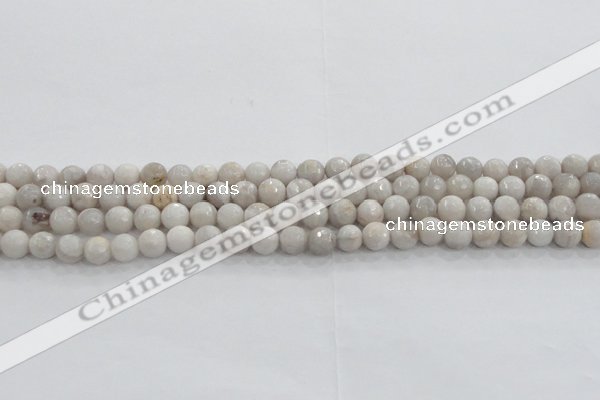 CAG8514 15.5 inches 6mm faceted round grey agate beads wholesale