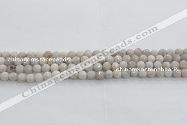 CAG8515 15.5 inches 8mm faceted round grey agate beads wholesale