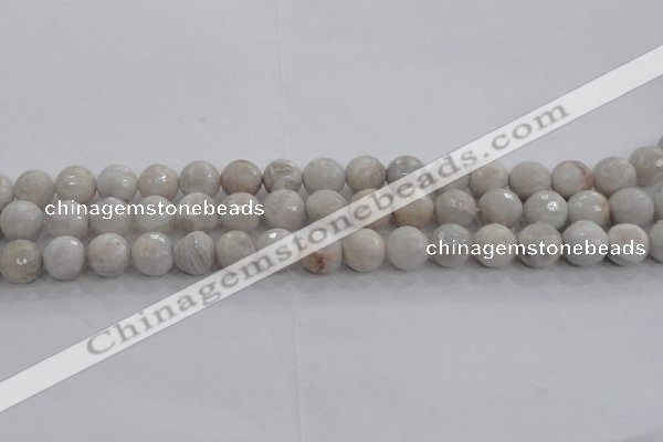 CAG8517 15.5 inches 12mm faceted round grey agate beads wholesale