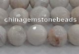 CAG8518 15.5 inches 14mm faceted round grey agate beads wholesale