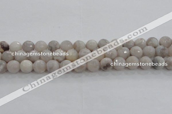 CAG8519 15.5 inches 16mm faceted round grey agate beads wholesale