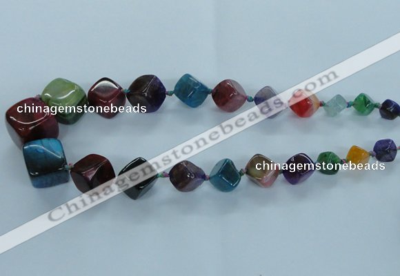 CAG8526 15.5 inches 9*10mm - 23*24mm cube dragon veins agate beads