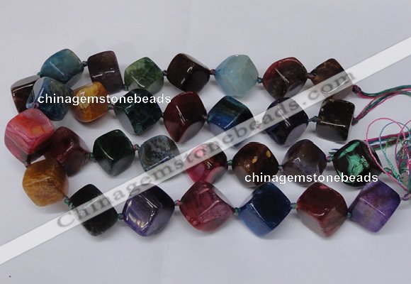 CAG8577 15.5 inches 15*16mm - 17*18mm cube dragon veins agate beads