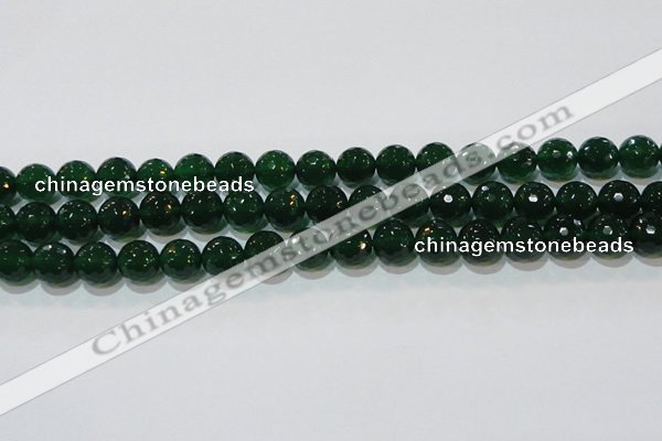 CAG8584 15.5 inches 12mm faceted round green agate gemstone beads