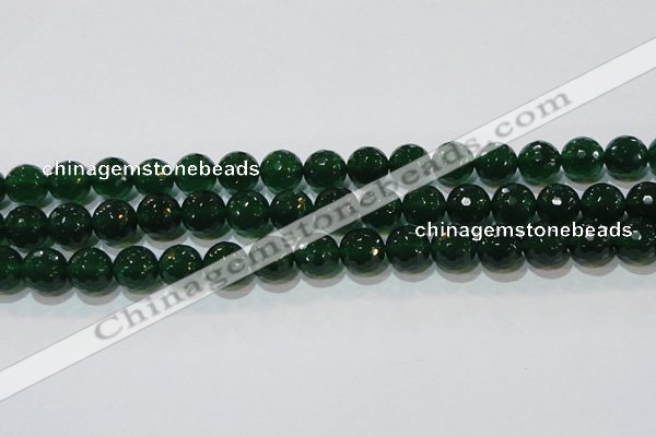 CAG8585 15.5 inches 14mm faceted round green agate gemstone beads