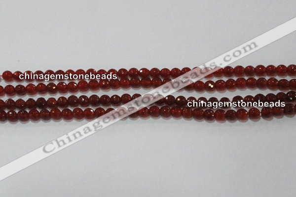 CAG8590 15.5 inches 6mm faceted round red agate gemstone beads