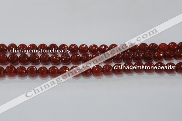 CAG8592 15.5 inches 10mm faceted round red agate gemstone beads