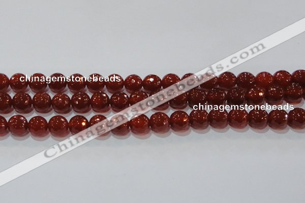 CAG8593 15.5 inches 12mm faceted round red agate gemstone beads