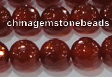 CAG8594 15.5 inches 14mm faceted round red agate gemstone beads