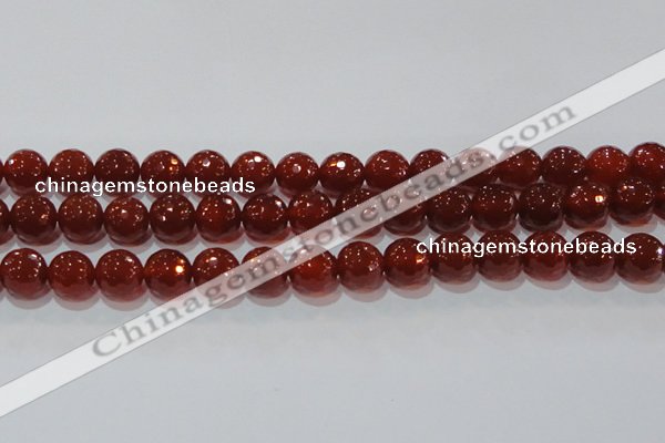 CAG8594 15.5 inches 14mm faceted round red agate gemstone beads