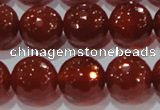 CAG8595 15.5 inches 16mm faceted round red agate gemstone beads