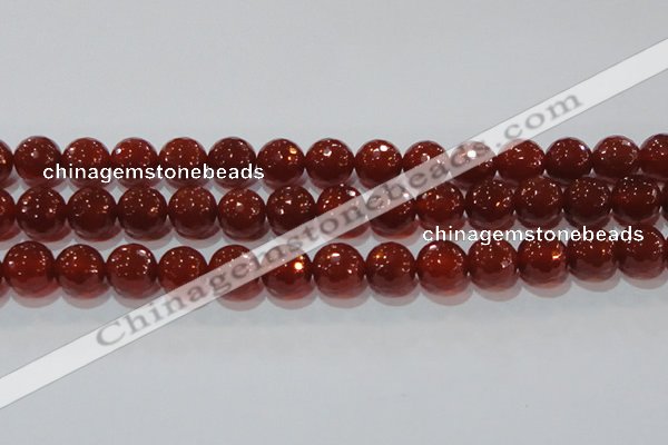 CAG8595 15.5 inches 16mm faceted round red agate gemstone beads