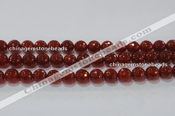 CAG8596 15.5 inches 18mm faceted round red agate gemstone beads