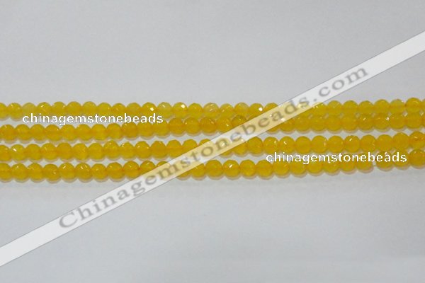 CAG8601 15.5 inches 6mm faceted round yellow agate gemstone beads