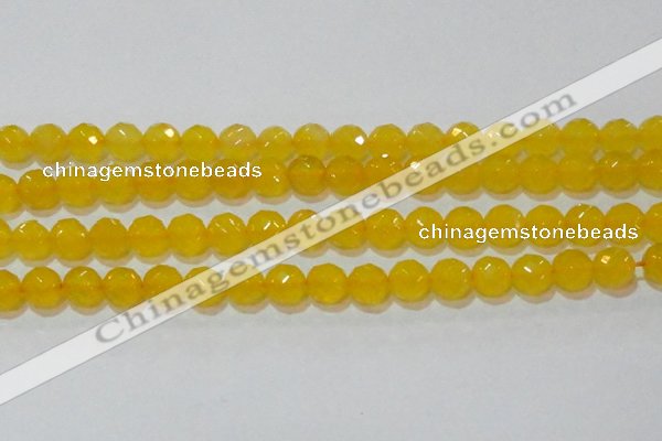 CAG8605 15.5 inches 14mm faceted round yellow agate gemstone beads