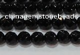 CAG8611 15.5 inches 8mm faceted round black agate gemstone beads