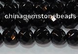 CAG8612 15.5 inches 10mm faceted round black agate gemstone beads