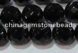 CAG8615 15.5 inches 16mm faceted round black agate gemstone beads