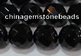 CAG8616 15.5 inches 18mm faceted round black agate gemstone beads