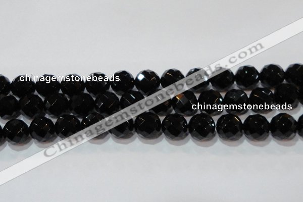 CAG8617 15.5 inches 20mm faceted round black agate gemstone beads