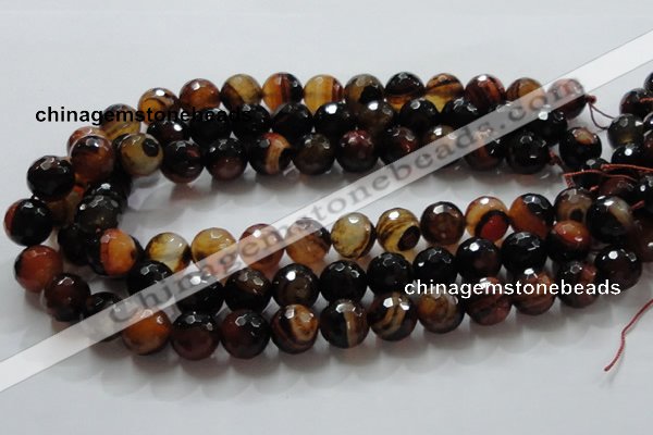 CAG865 15.5 inches 14mm faceted round agate gemstone beads