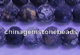 CAG8652 15.5 inches 8mm round matte blue ocean agate beads