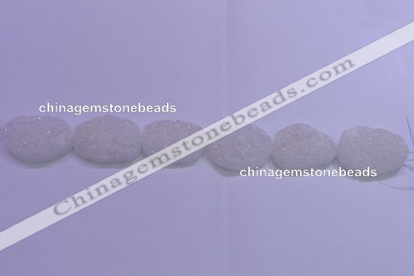 CAG8665 7.5 inches 22*30mm freeform white plated druzy agate beads