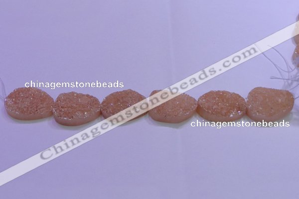 CAG8666 7.5 inches 22*30mm freeform champagne plated druzy agate beads