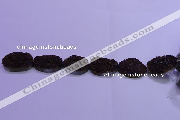 CAG8668 7.5 inches 22*30mm freeform purple plated druzy agate beads