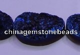 CAG8669 7.5 inches 22*30mm freeform blue plated druzy agate beads